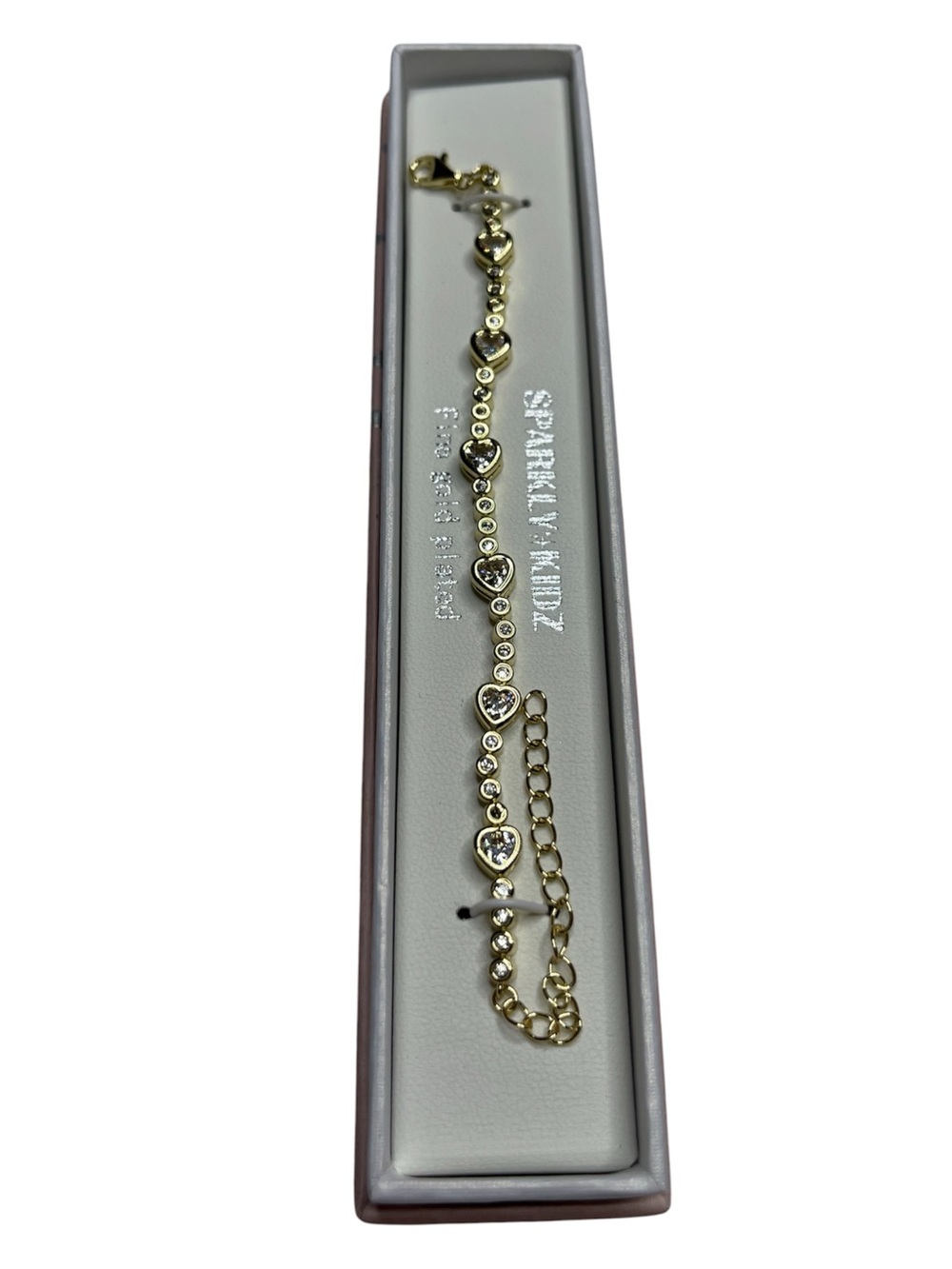 Fine Gold Plated Sparkly Kidz Heart Bracelet 7” - Picture 4 of 7